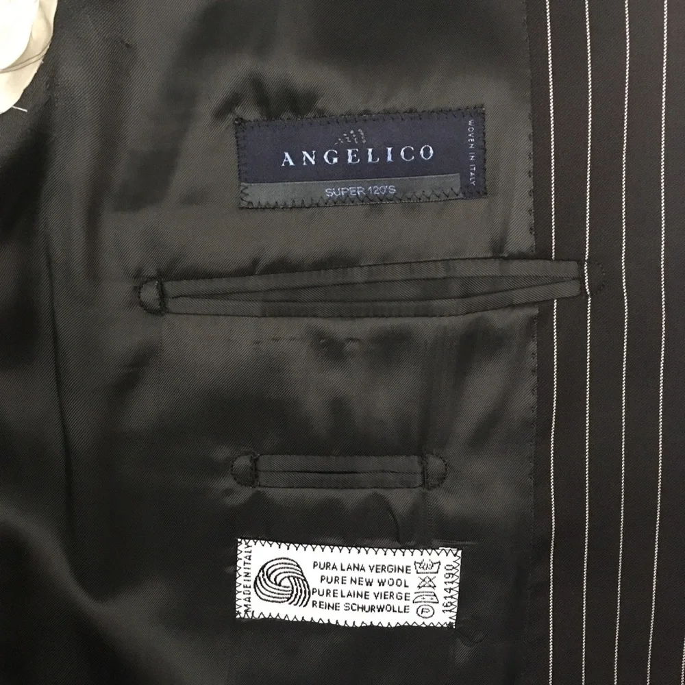Gianni Manzoni 42r suit black stripes classic made in italy 2 button new ea0125